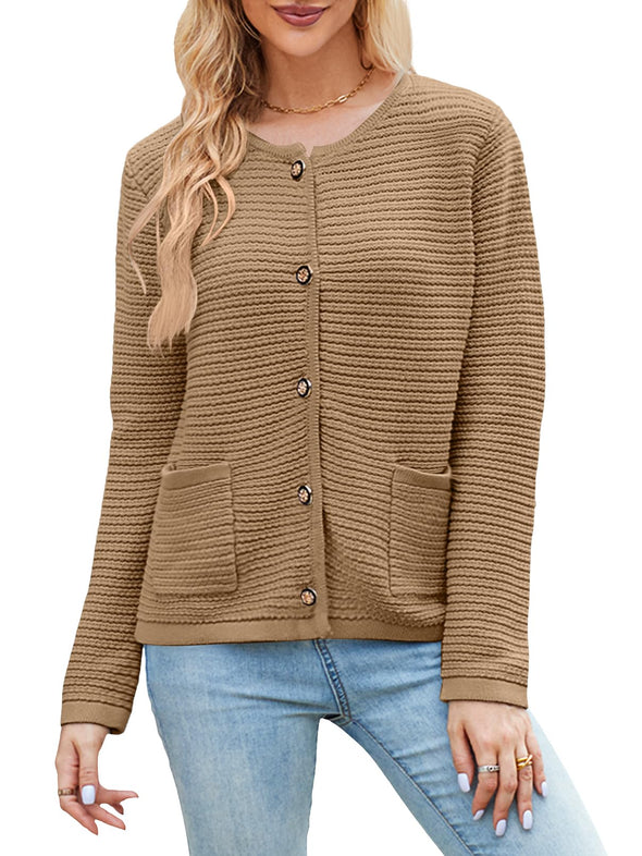 MEROKEETY Open Front Button Chunky Knit Sweater Cardigan