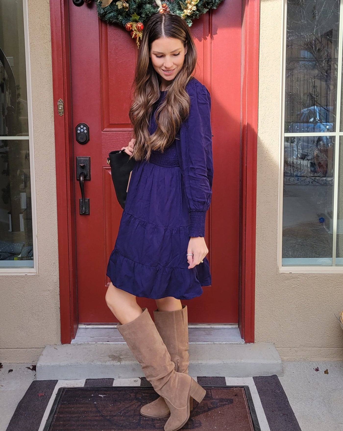 MEROKEETY Long Sleeve V Neck Smocked Tiered Mini Dress – Merokeety MEROKEETY Long Sleeve V Neck Smocked Tiered Mini Dress – Merokeety