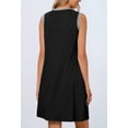 MEROKEETY Sleeveless Tank Crewneck Loose Coverup Mini Dresses