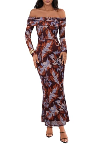 MEROKEETY Off Shoulder Floral Bodycon Cocktail Wedding Dress