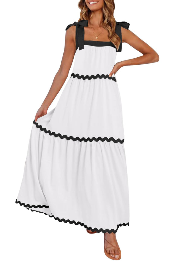 MEROKEETY Women's Sleeveless Spaghetti Strap Backless Maxi Dress