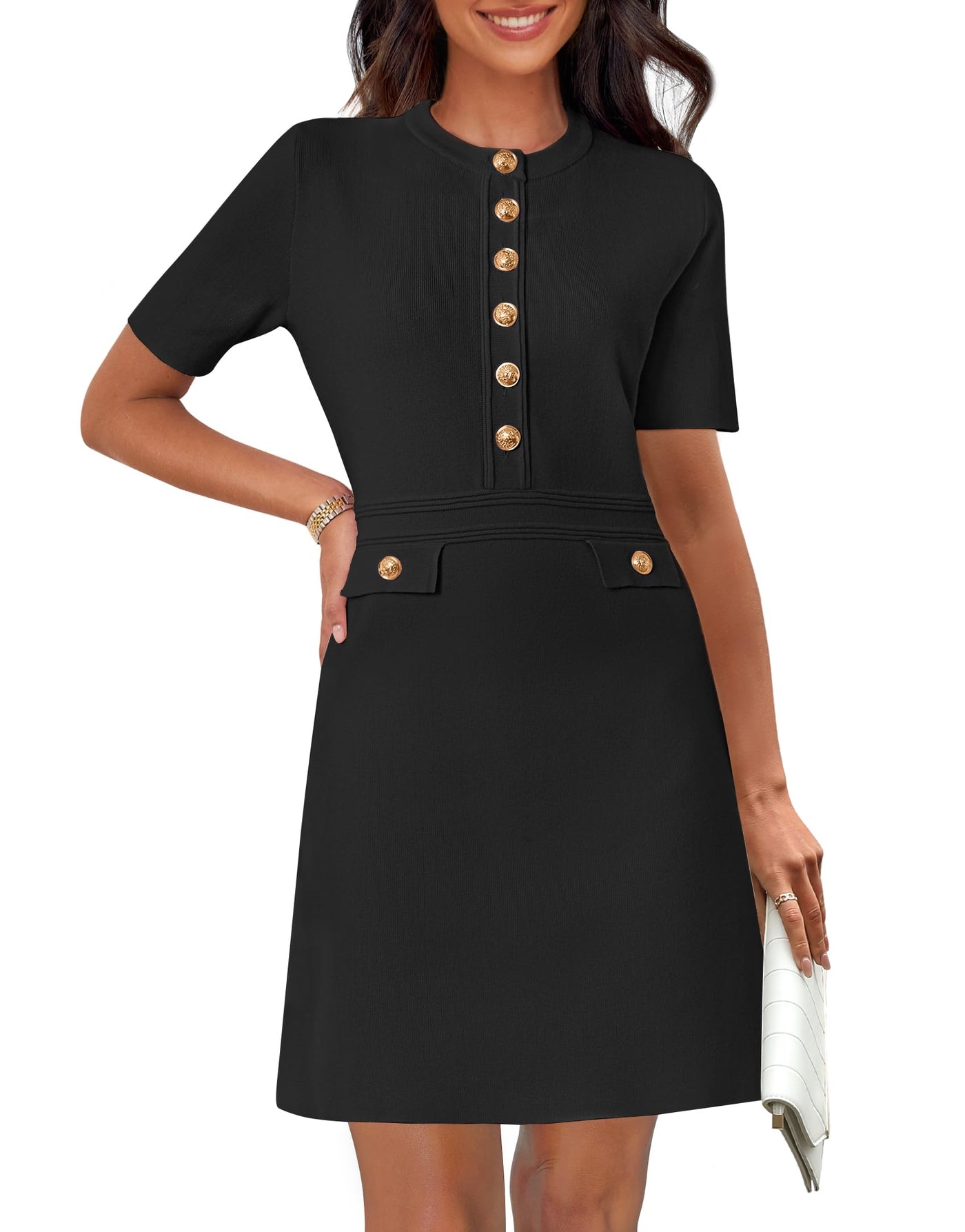 MEROKEETY Women's Ribbed Knit Button-Front Bodycon Mini Dress Merokeety MEROKEETY Women's Ribbed Knit Button-Front Bodycon Mini Dress Merokeety