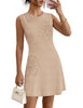 Merokeety womens 2026 spring summer sleeveless crew neck 3d floral knitted a line mini dress