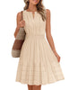 MEROKEETY Summer Sleeveless V Neck Dress Flowy Beach Vacation Mini Dress with Pockets