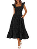 Merokeety womens 2026 summer boho floral sleeveless square neck smocked ruffle a line midi dress with pockets