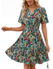 MEROKEETY womens 2026 spring summer floral v neck short sleeve button a line boho beach flowy vacation dress