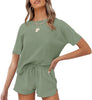 Merokeety Short Sleeve Pajama Set Green XL