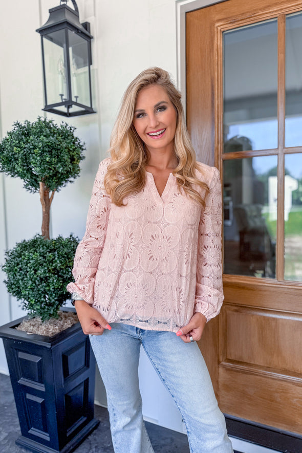 MEROKEETY Eyelet Long Sleeve Tops Dressy Casual V Neck Shirts