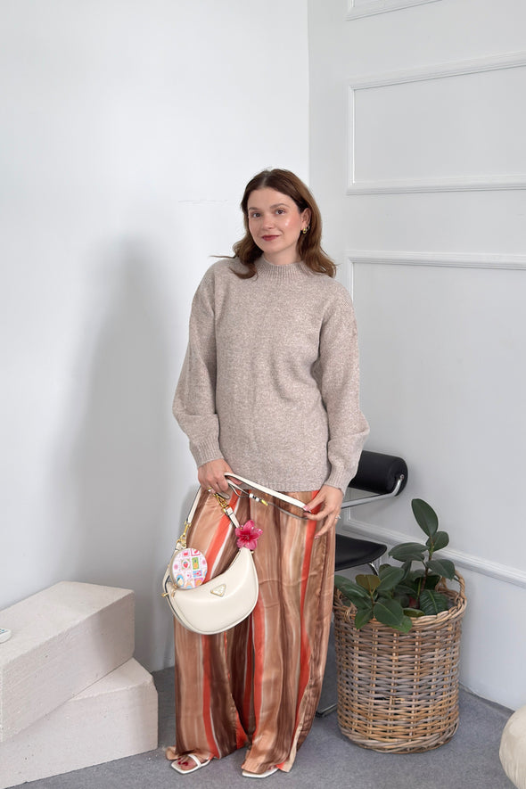MEROKEETY Knit Sweaters Chunky Crewneck Pullover Jumpers Tops