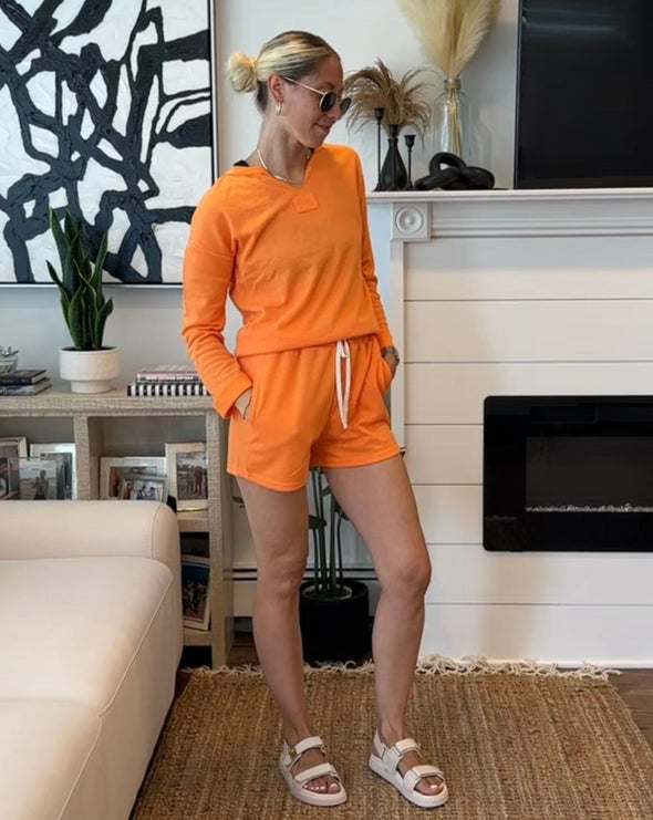 MEROKEETY Long Sleeve Knit Tops and Shorts Pajama Set