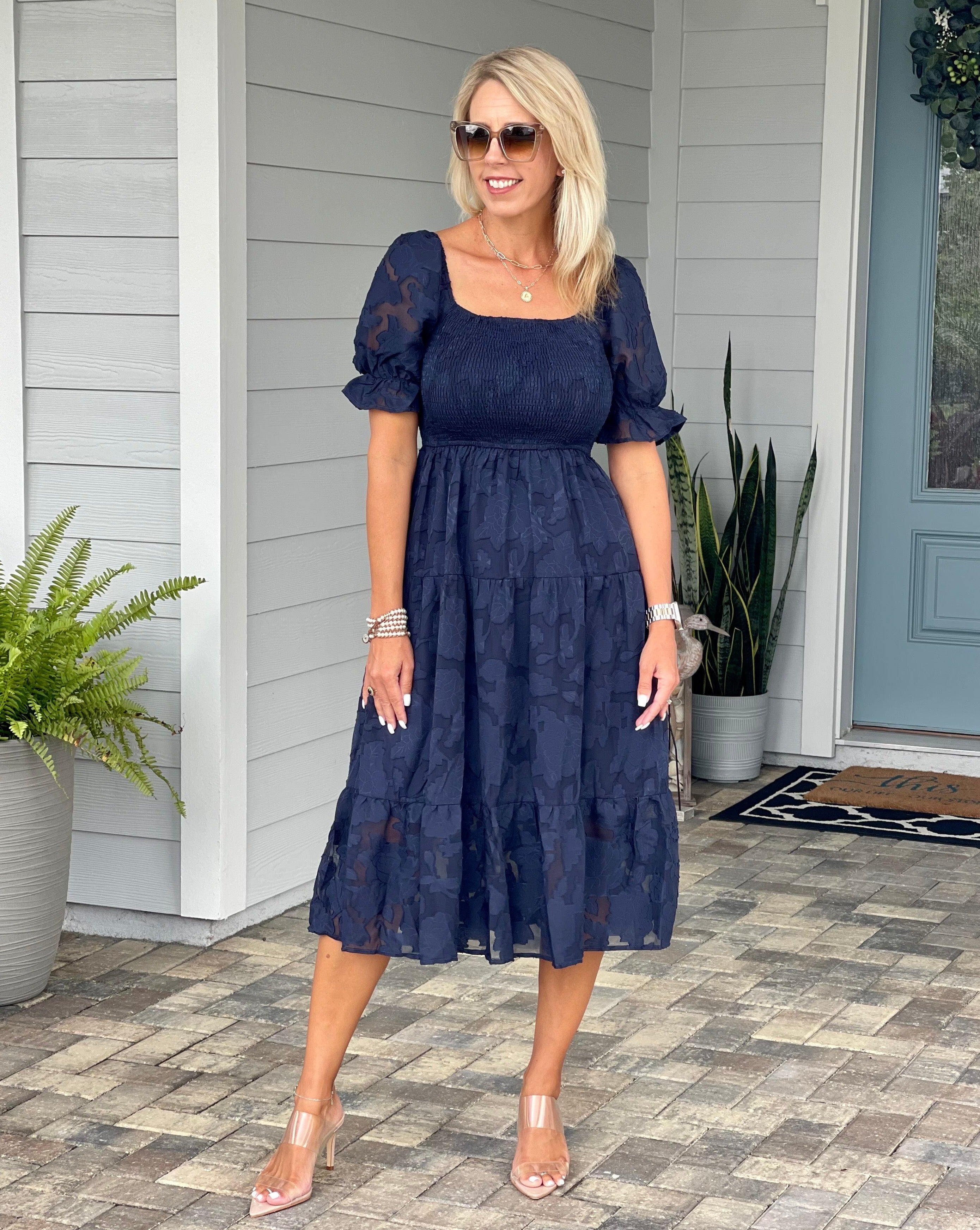Merokety MEROKEETY Bubble Sleeve Floral Smocked Midi Dress – Merokeety