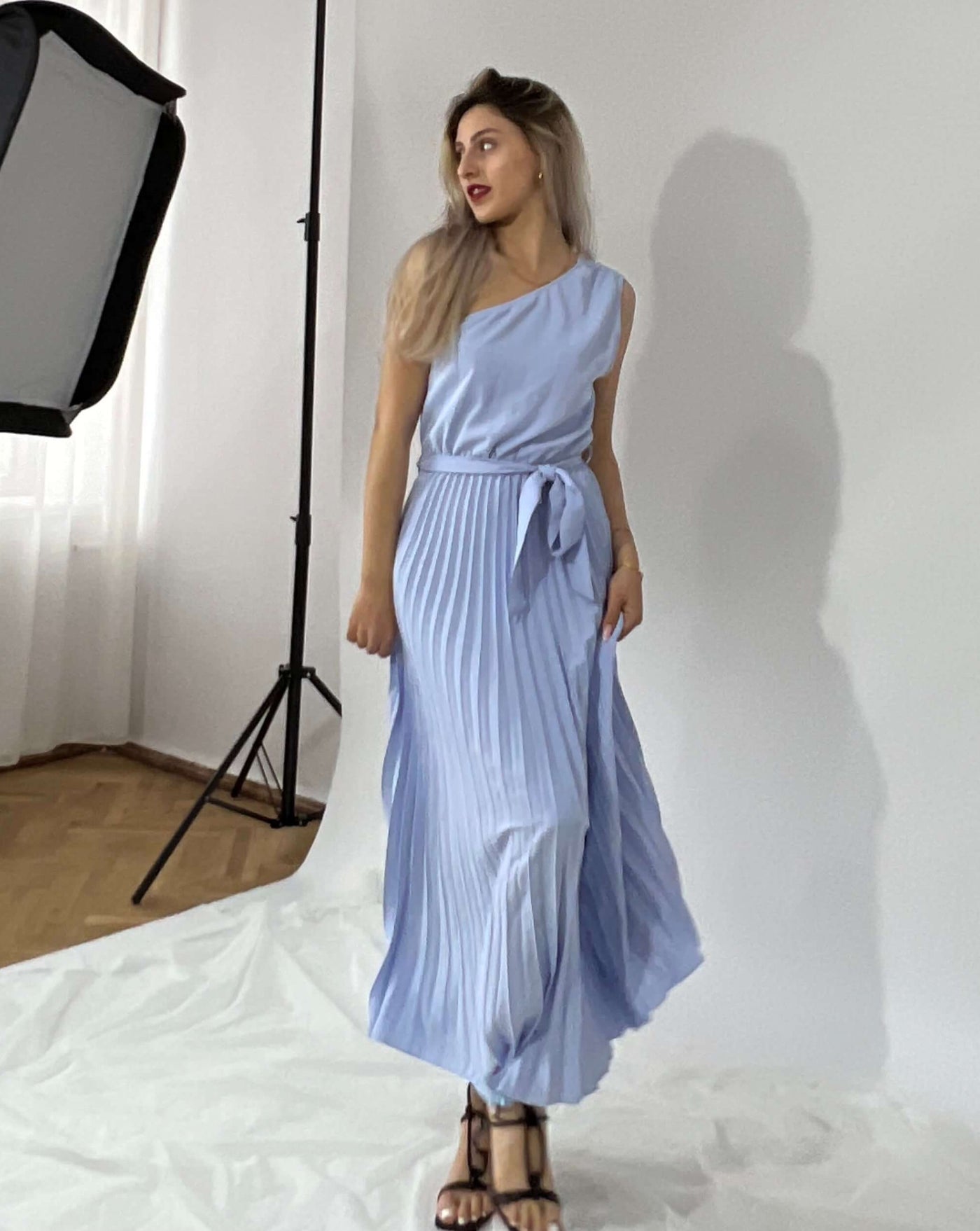 MEROKEETY One Shoulder Sleeveless Pleated Maxi Dress Merokeety MEROKEETY One Shoulder Sleeveless Pleated Maxi Dress Merokeety