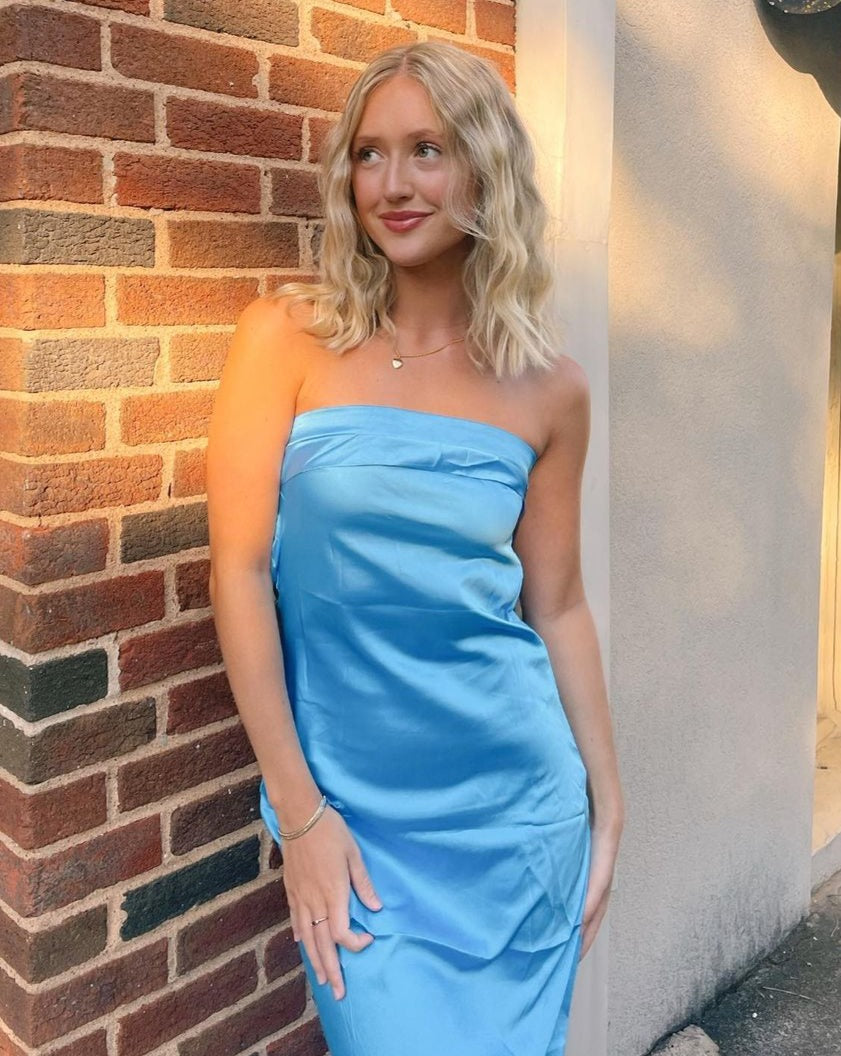 MEROKEETY Strapless Tube Bodycon Satin Backless Maxi Dress Merokeety MEROKEETY Strapless Tube Bodycon Satin Backless Maxi Dress Merokeety