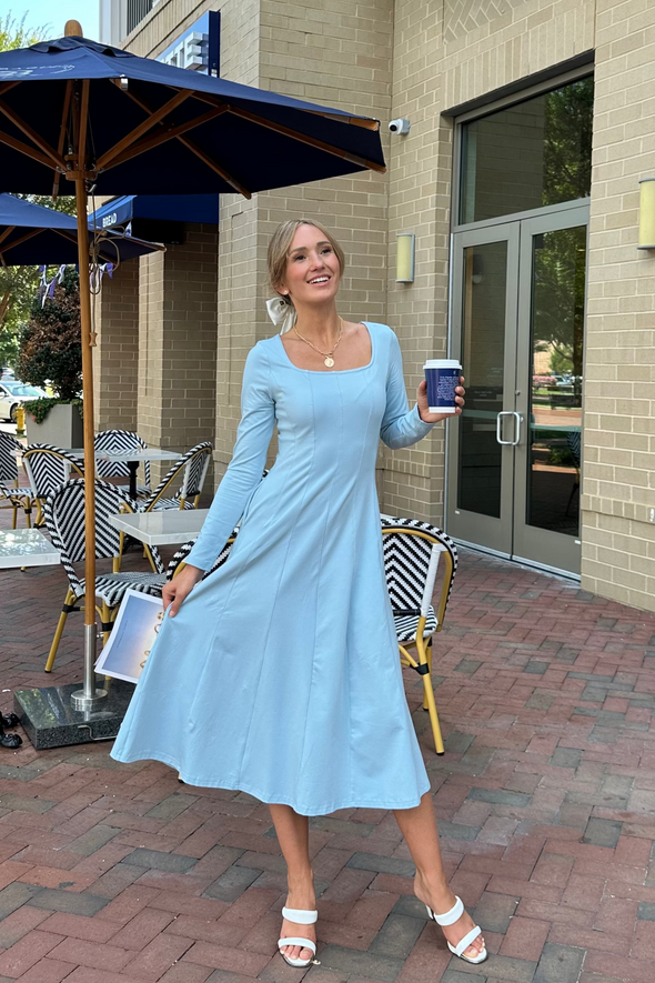 MEROKEETY Square Neck A Line Casual Wedding Guest Dresses