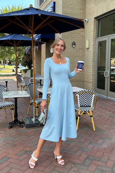 MEROKEETY Square Neck A Line Casual Wedding Guest Dresses