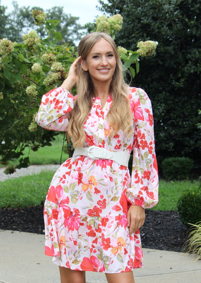 MEROKEETY Floral V Neck Elastic Waist Flowy Swing Boho Dresses