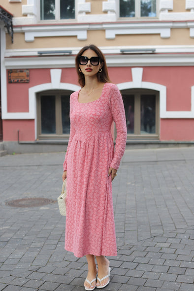 MEROKEETY Floral Square Neck Flowy A Line Wedding Ruched Dress