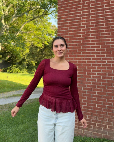 MEROKEETY Square Neck Ruched Fall Trendy Tee Shirts Asymmetrical