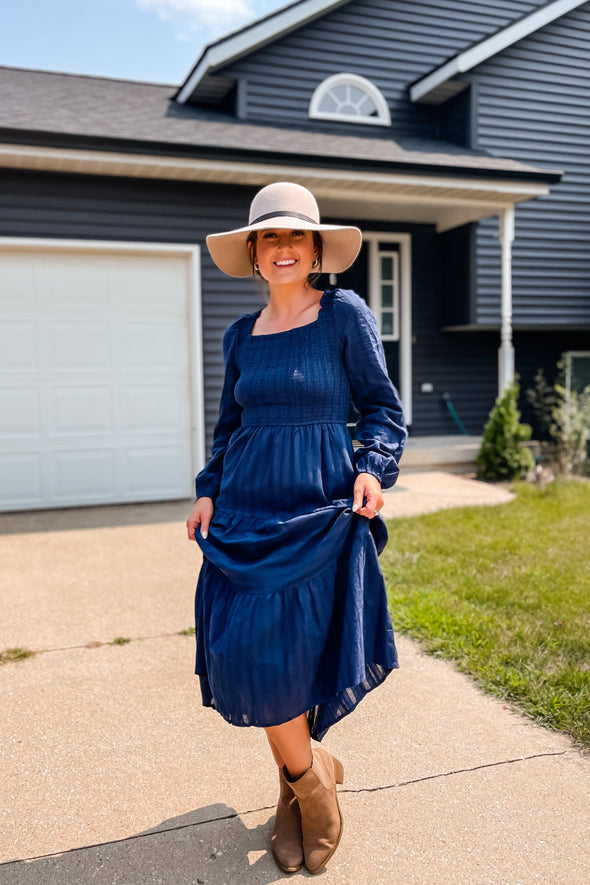 MEROKEETY Fall Square Neck Smocked Flowy Tiered Dresses