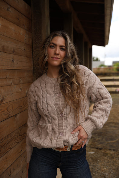 MEROKEETY Cable Knit Chunky Winter Trendy Button Up Coat