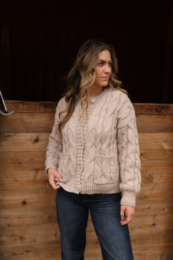 MEROKEETY Cable Knit Chunky Winter Trendy Button Up Coat