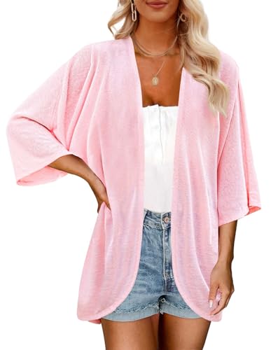 MEROKEETY Women's Short Sleeve Open Front Cardigan