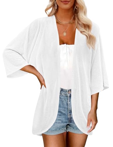 MEROKEETY Women's Short Sleeve Open Front Cardigan