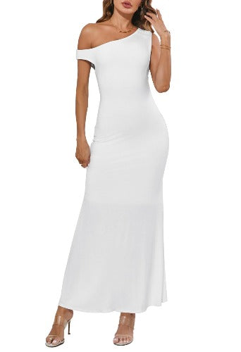 MEROKEETY Women's Off-Shoulder Bodycon Maxi Dress