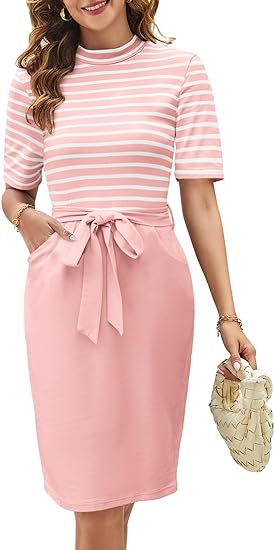 MEROKEETY Women's Striped Midi T-Shirt Dress with Pockets Merokeety MEROKEETY Women's Striped Midi T-Shirt Dress with Pockets Merokeety