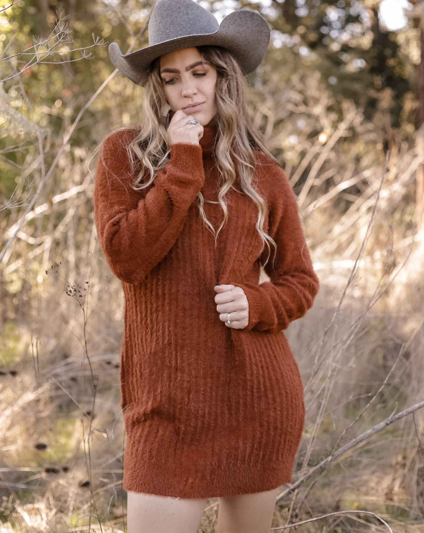 MEROKEETY Long Sleeve Turtleneck Fuzzy Ribbed Sweater Dress – Merokeety