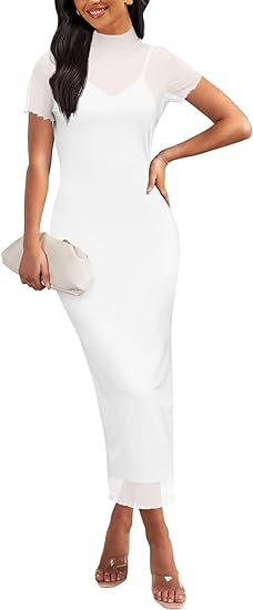MEROKEETY Women's Summer Bodycon Mesh Slip Maxi Dress Merokeety MEROKEETY Women's Summer Bodycon Mesh Slip Maxi Dress Merokeety