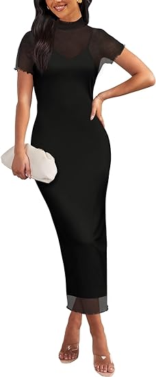 MEROKEETY Women's Summer Bodycon Mesh Slip Maxi Dress Merokeety MEROKEETY Women's Summer Bodycon Mesh Slip Maxi Dress Merokeety
