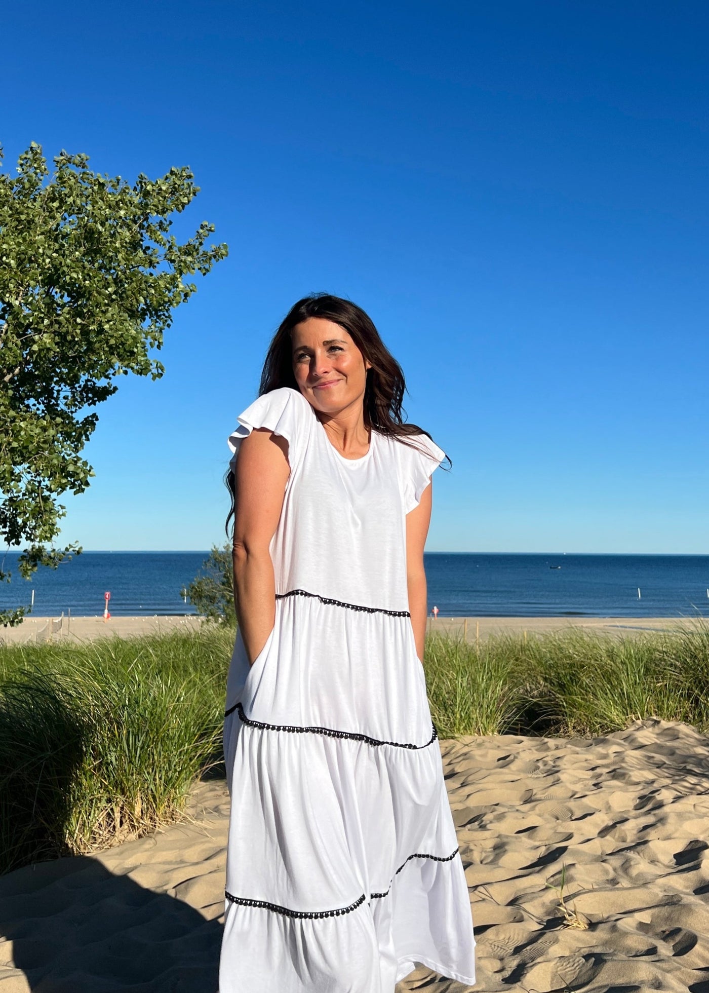 MEROKEETY Short Sleeve Crewneck Flowy Tiered Beach Dresses Merokeety MEROKEETY Short Sleeve Crewneck Flowy Tiered Beach Dresses Merokeety
