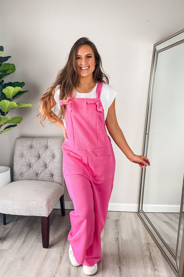 MEROKEETY Sleeveless Jumpsuits Tie Strap Textured Wide Leg Overalls