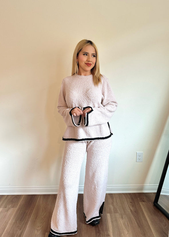 MEROKEETY Long Sleeve Sweater Pants Cozy Knit Pajama Set