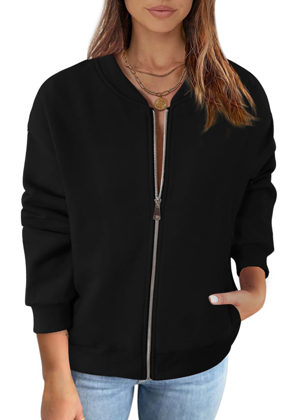 MEROKEETY Long Sleeve Zip Up Casual Sweatshirts Jacket