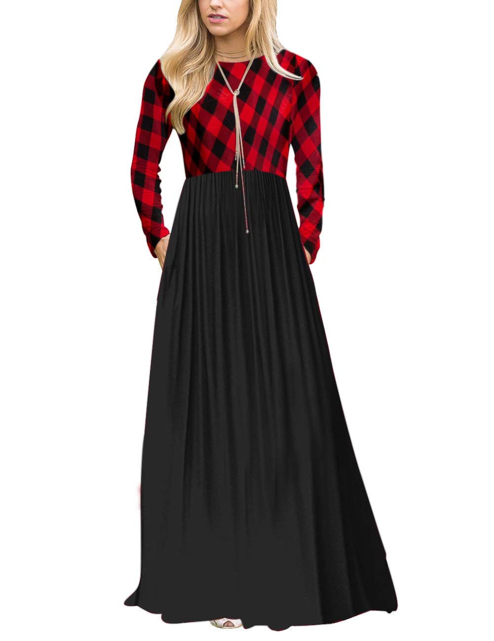 MEROKEETY Plaid Empire Waist Maxi Dress Merokeety MEROKEETY Plaid Empire Waist Maxi Dress Merokeety