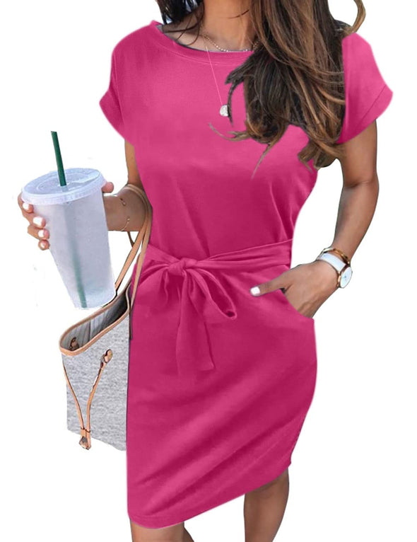 MEROKEETY Tie Waist Striped Pockets Shirt Dress – Merokeety MEROKEETY Tie Waist Striped Pockets Shirt Dress – Merokeety