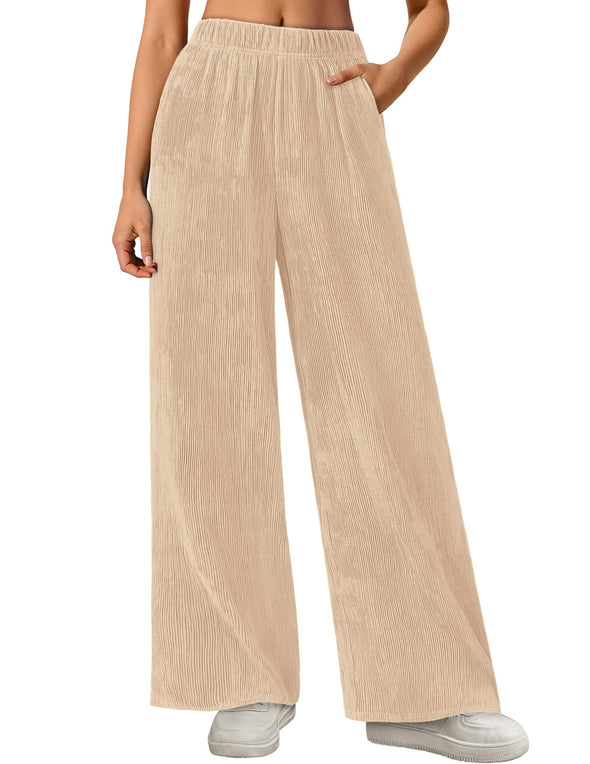 MEROKEETY Wide Leg Palazzo Pants Flowy High Waisted Trousers