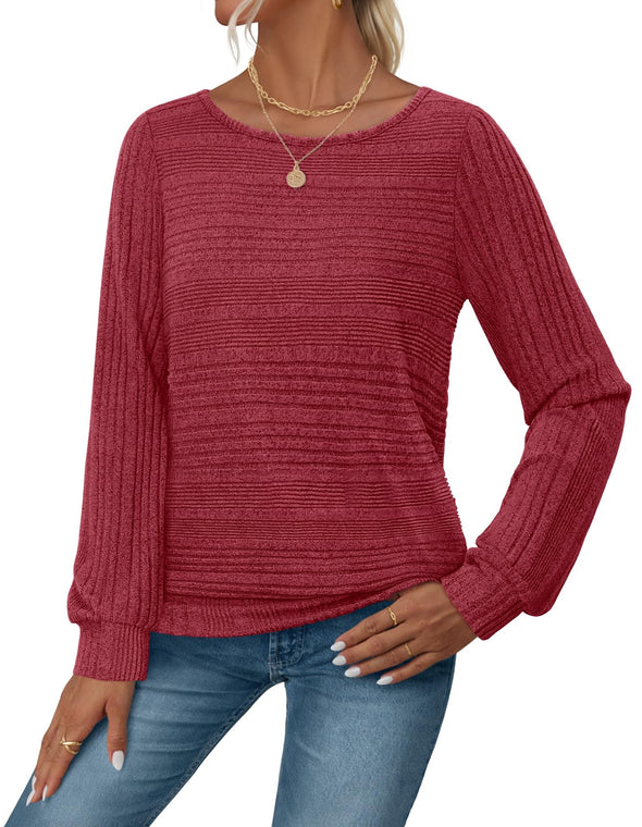 MEROKEETY Tunic Lightweight Boat Neck Ribbed Knitted Pullover Sweater