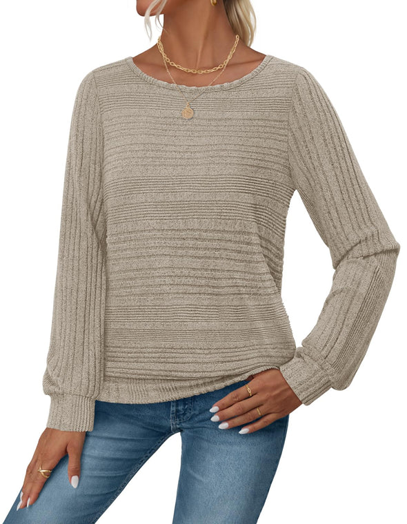 MEROKEETY Tunic Lightweight Boat Neck Ribbed Knitted Pullover Sweater