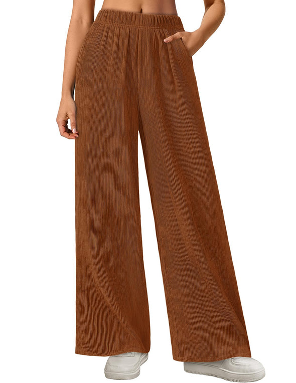 MEROKEETY Wide Leg Palazzo Pants Flowy High Waisted Trousers