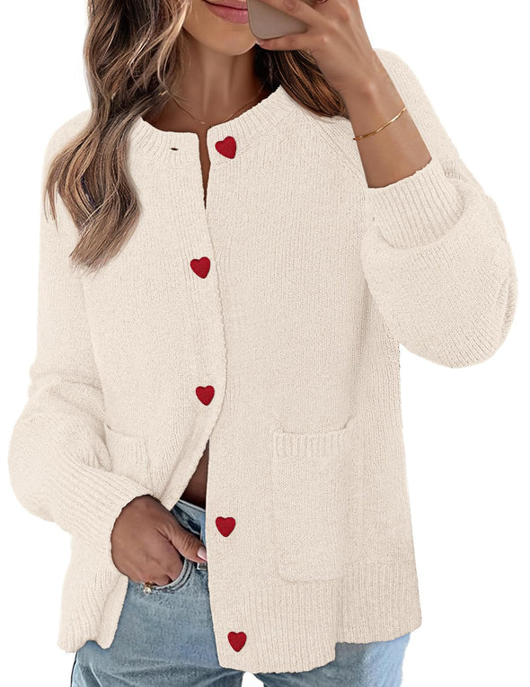 MEROKEETY Button Up Crewneck Knit Open Front Winter Coats