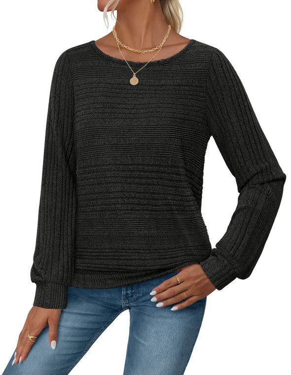 MEROKEETY Tunic Lightweight Boat Neck Ribbed Knitted Pullover Sweater