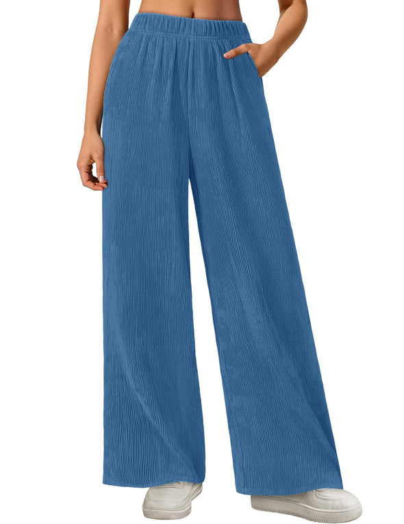 MEROKEETY Wide Leg Palazzo Pants Flowy High Waisted Trousers