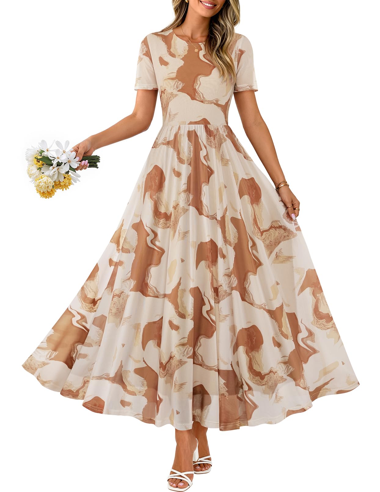 MEROKEETY Spring Mesh Short Sleeve Flowy Wedding Guest Beach Long Dres Merokeety MEROKEETY Spring Mesh Short Sleeve Flowy Wedding Guest Beach Long Dres Merokeety
