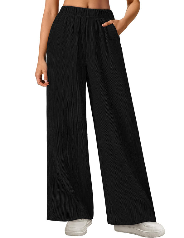 MEROKEETY Wide Leg Palazzo Pants Flowy High Waisted Trousers