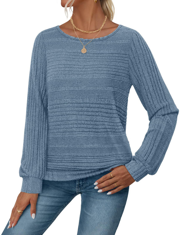 MEROKEETY Tunic Lightweight Boat Neck Ribbed Knitted Pullover Sweater