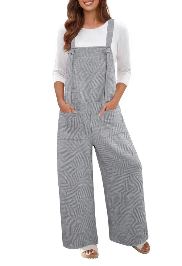 MEROKEETY Sleeveless Jumpsuits Tie Strap Textured Wide Leg Overalls