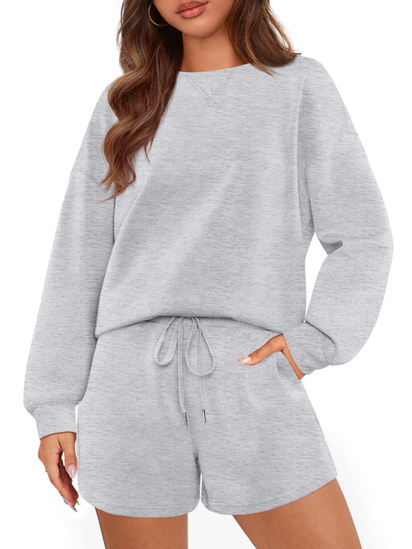 MEROKEETY Short Sweatsuits Sweat Tracksuit Lounge Sets